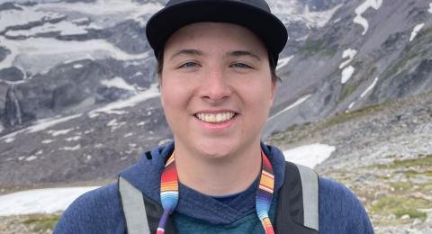 UNH environmental sciences major Dakota Mako on a hike