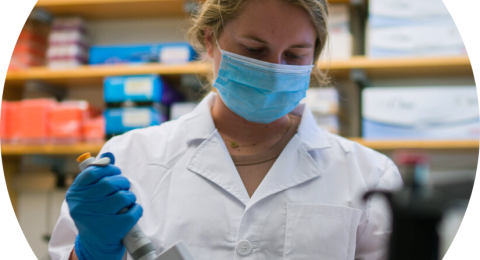 A circular photo of a colsa researcher